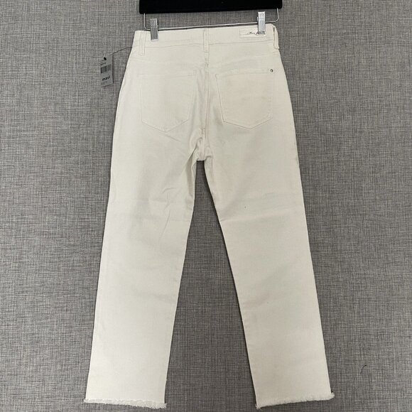 Mavi Niki Jeans Womens 25 Ivory White High Rise Straight Crop Raw Hem New - Picture 10 of 15
